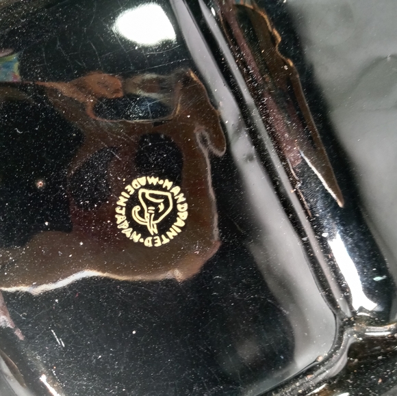 VINTAGE SNACK DISH TASHIRO SHOTEN JAPAN HAND PAINTED RAISED ENAMEL 1930s - Picture 8 of 10